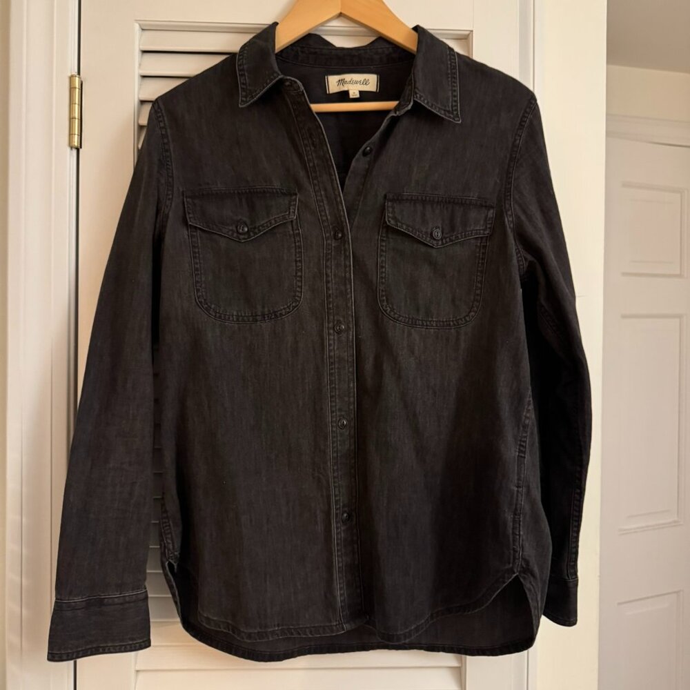 Madewell Black Denim Button-Down, Size M